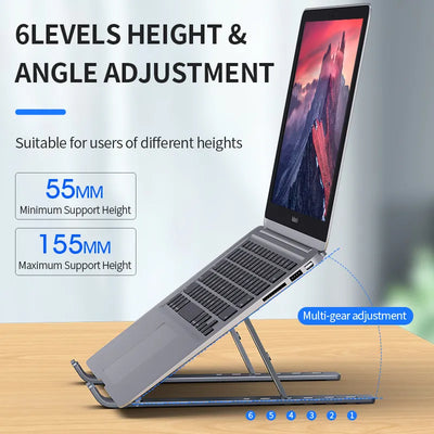 MC N3 Portable Laptop Stand Aluminium Foldable notebook Stand Compatible with 10 to 15.6 Inches Laptops For Macbook Lenovo DELL