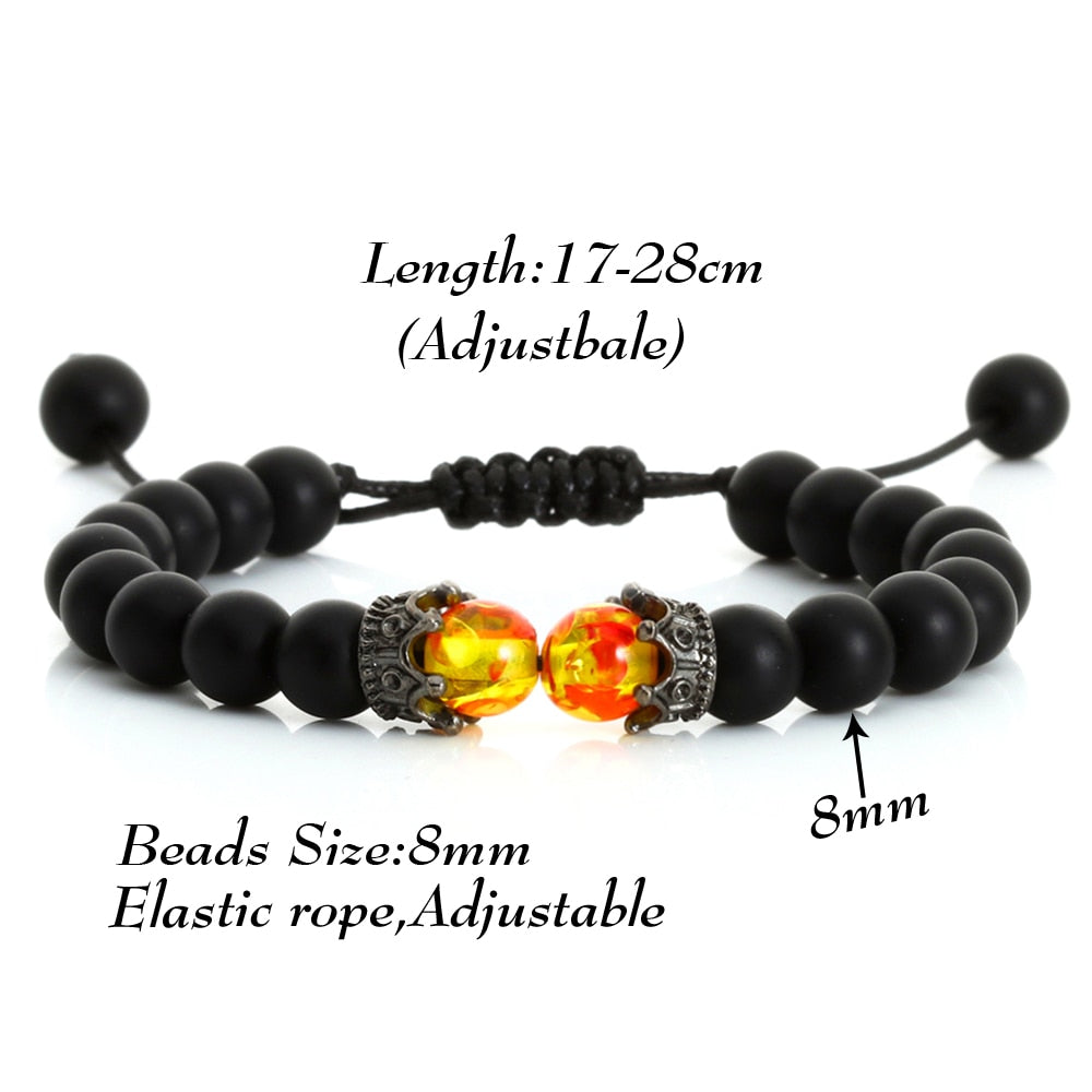 Black Lava Stone Crown Bracelets