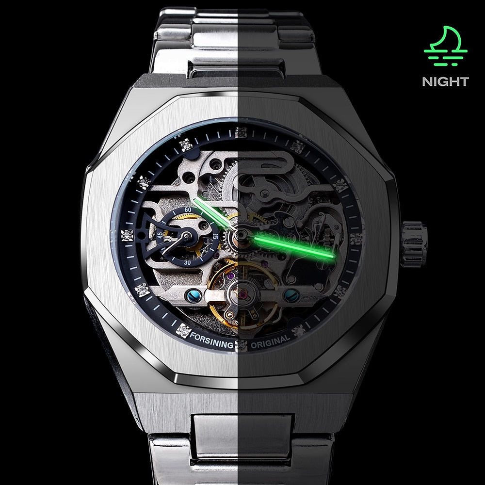 3D Diamond Skeleton Hollow Mens Watches