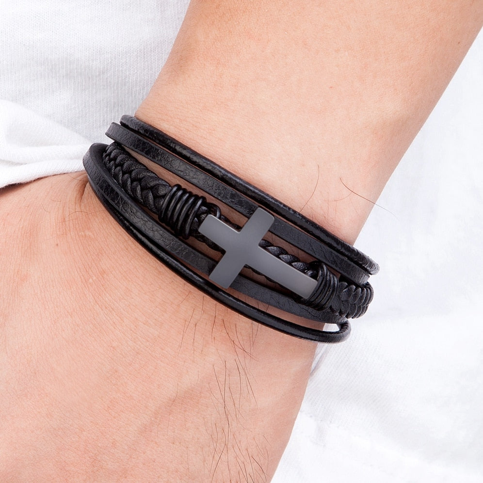 Classic Stainless Leather Bracelet