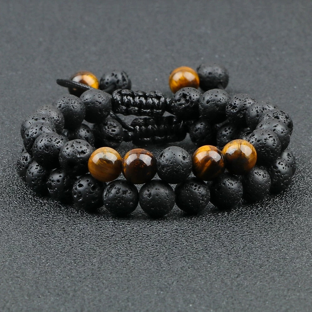 Black Lava Stone Crown Bracelets