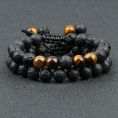 Black Lava Stone Crown Bracelets