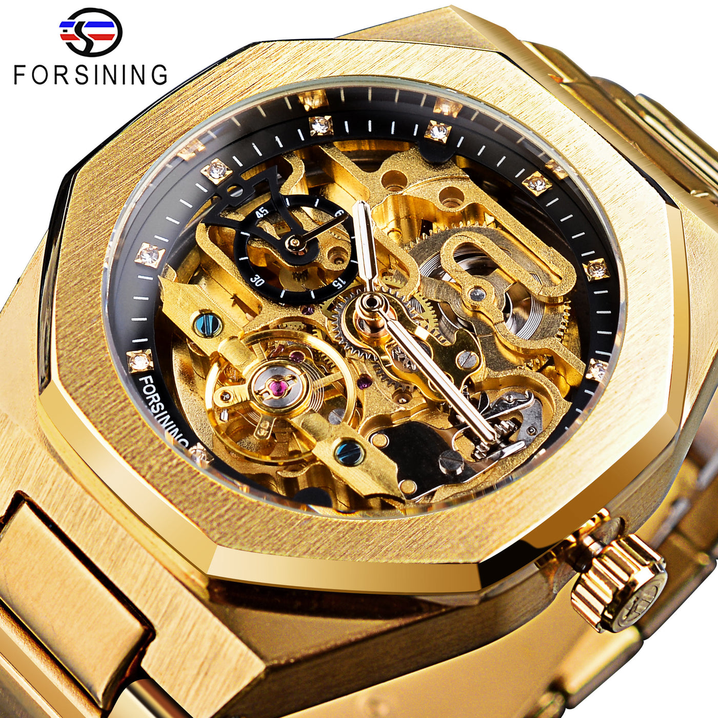 3D Diamond Skeleton Hollow Mens Watches