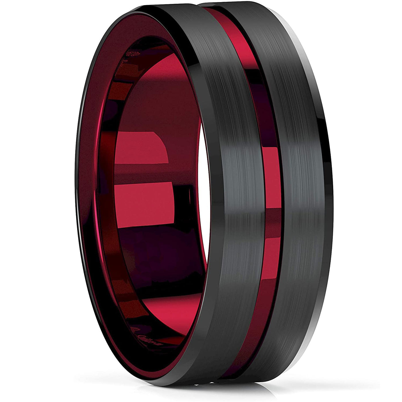 Red Groove Beveled Ring