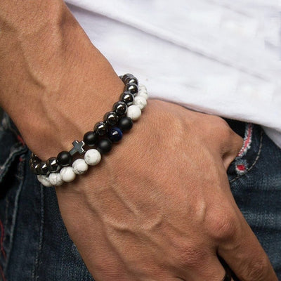 Tiger Eye Stone Bead Charm Men Bracelet