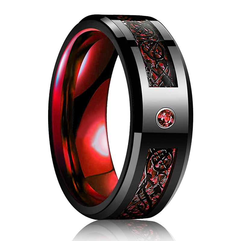 Red Groove Beveled Ring