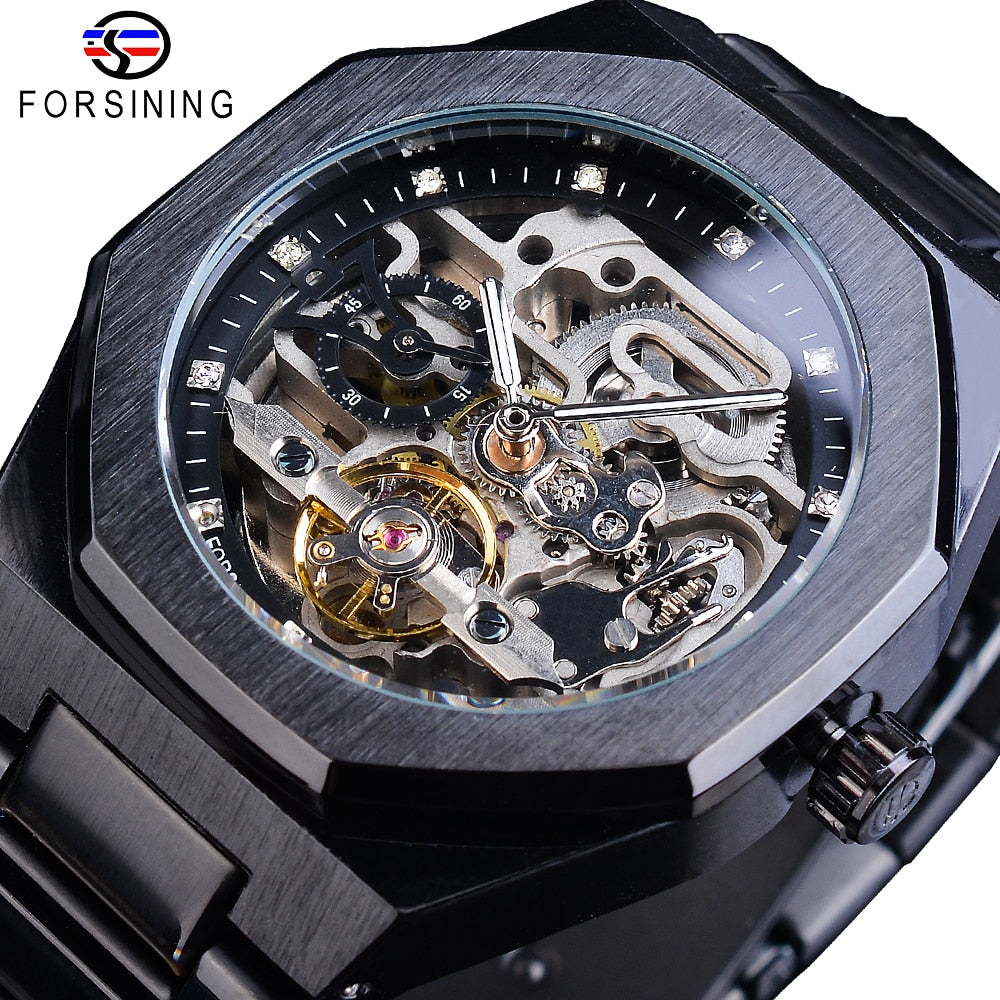 3D Diamond Skeleton Hollow Mens Watches