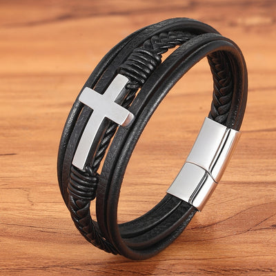 Classic Stainless Leather Bracelet