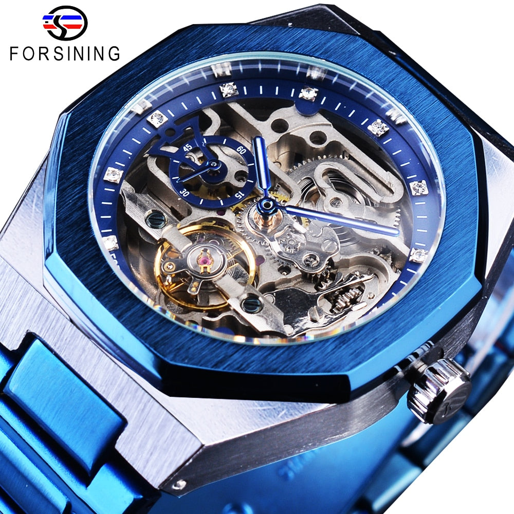 3D Diamond Skeleton Hollow Mens Watches