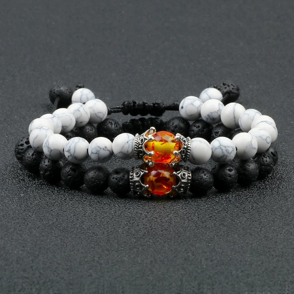 Black Lava Stone Crown Bracelets