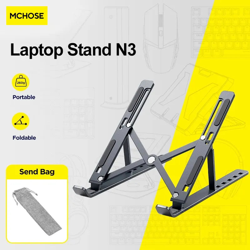 MC N3 Portable Laptop Stand Aluminium Foldable notebook Stand Compatible with 10 to 15.6 Inches Laptops For Macbook Lenovo DELL