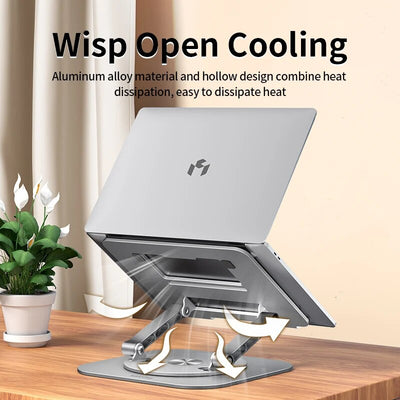 Foldable Laptop Stand Aluminum 360° Rotatable Notebook Holder Liftable Stand For 9.7-17.3 Inch Laptop Tablet Computer Support