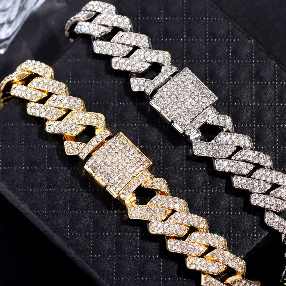 Rhinestone Prong Cuban Chain Bracelet