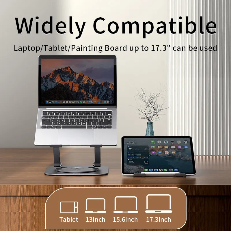 Foldable Laptop Stand Aluminum 360° Rotatable Notebook Holder Liftable Stand For 9.7-17.3 Inch Laptop Tablet Computer Support