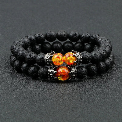 Black Lava Stone Crown Bracelets